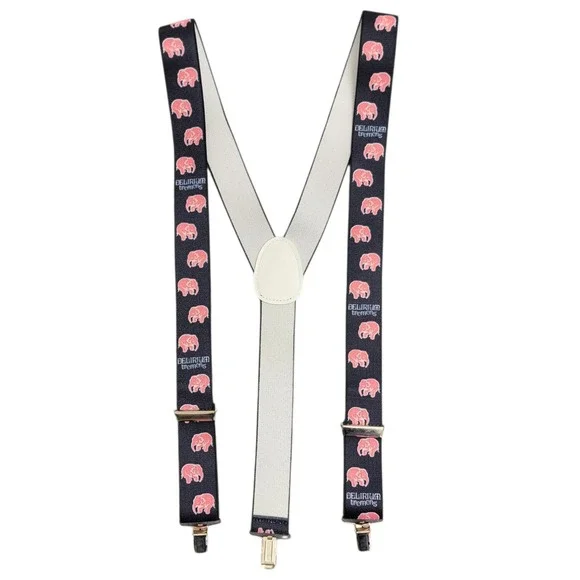 Delirium Tremens Pink Elephant Belgium Beer Suspenders German Oktoberfest Blue - Picture 2 of 8
